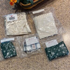 5 Longaberger Fabric Liners Various Med Chore Flower Pot Cracker Button Tea